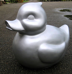 Sliver fiberglass duck statue